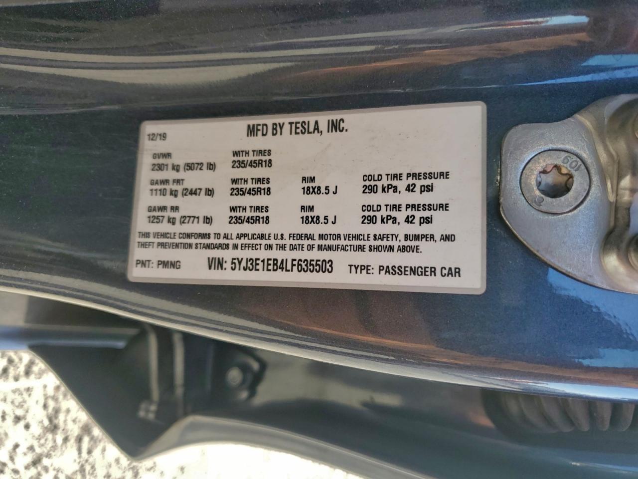 2020 TESLA MODEL 3