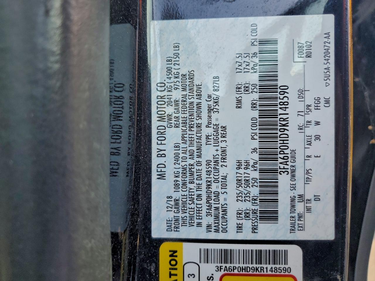 2019 FORD FUSION