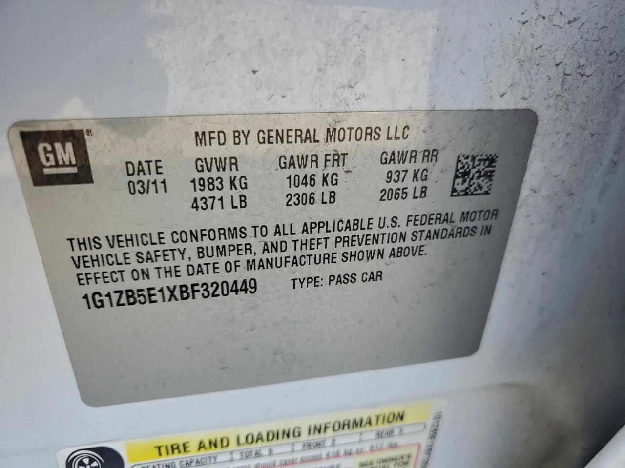 2011 CHEVROLET MALIBU