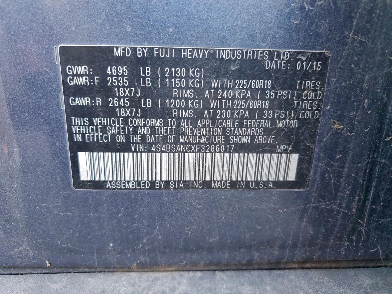2015 SUBARU Outback
