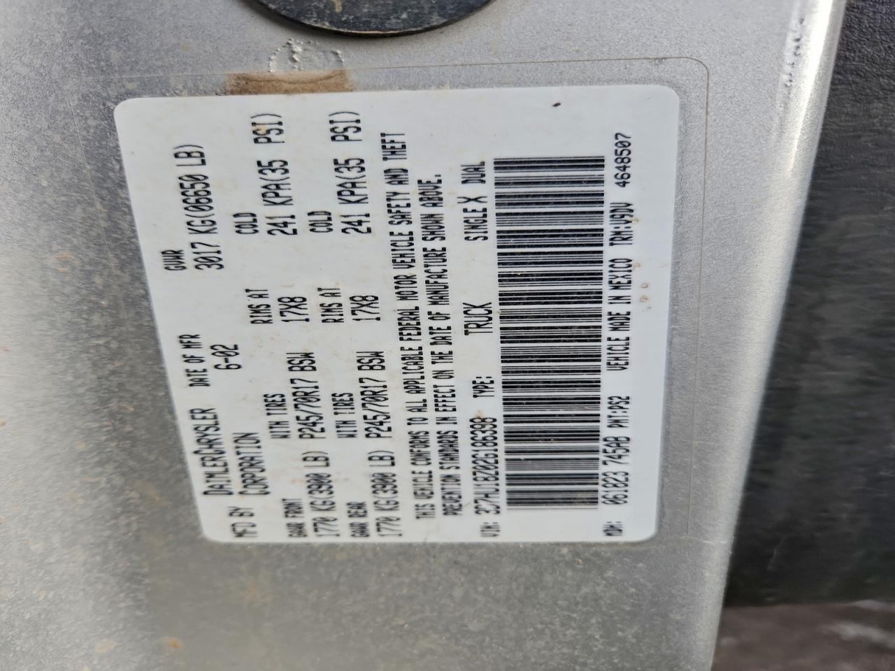 2002 DODGE RAM 1500