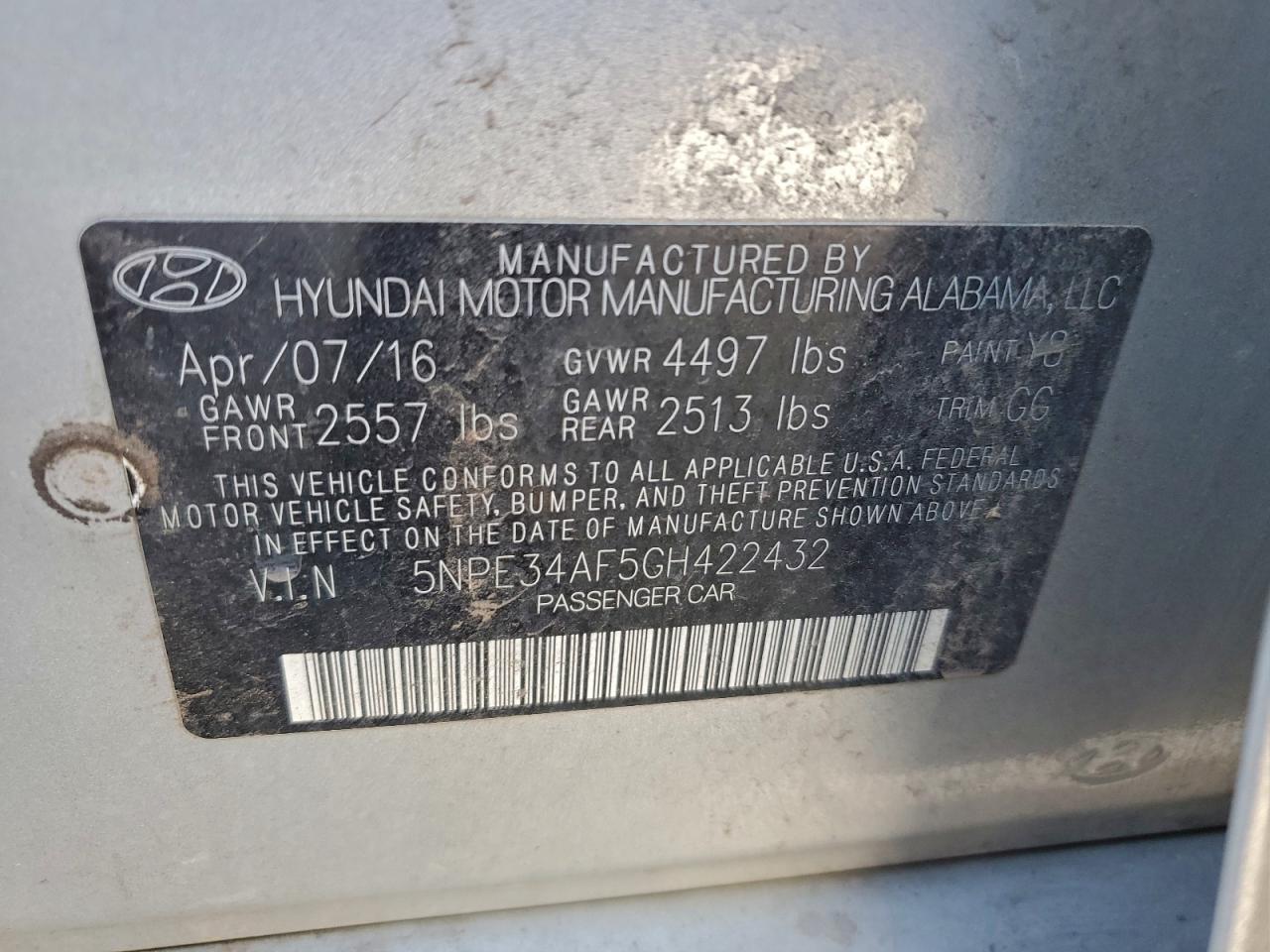 2016 HYUNDAI SONATA