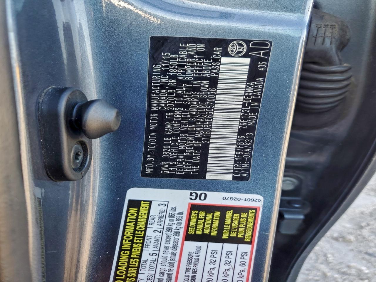 2016 TOYOTA COROLLA