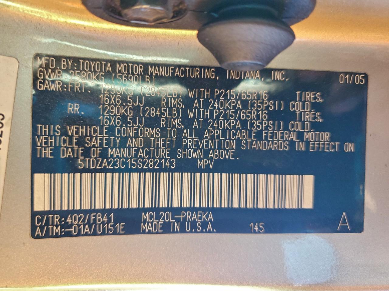 2005 TOYOTA SIENNA