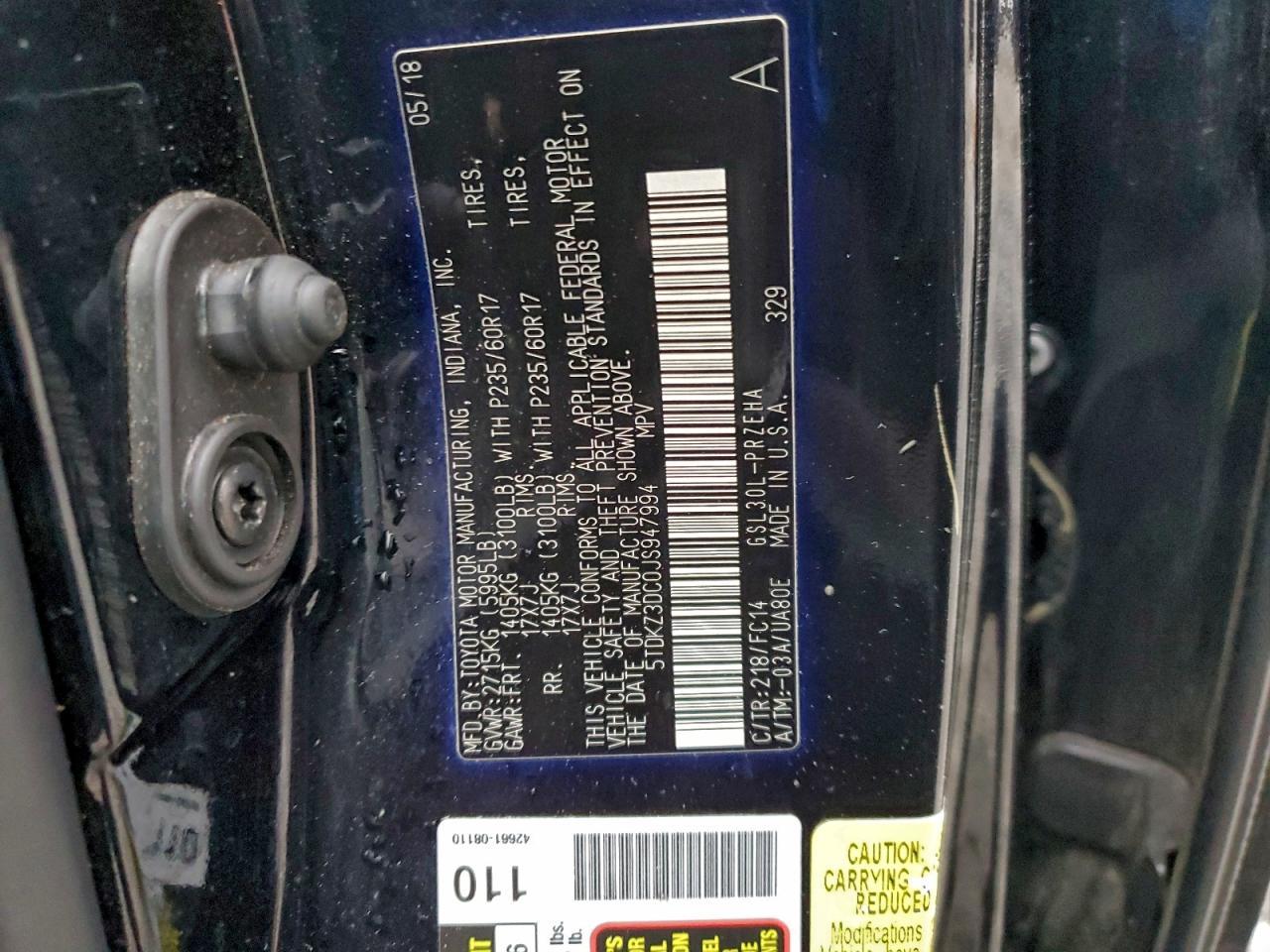 2018 TOYOTA SIENNA