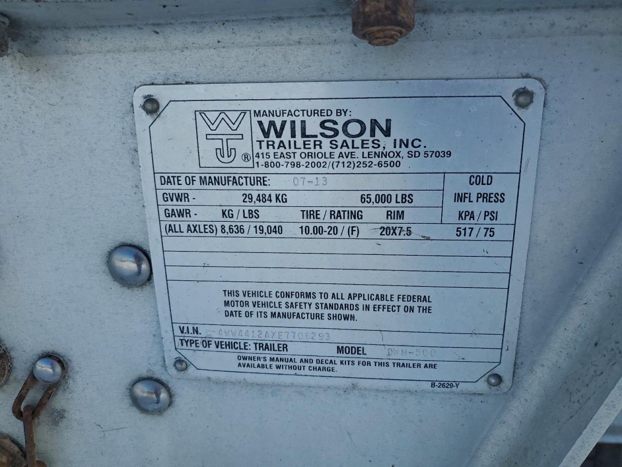 2014 Wilson Dwh 500