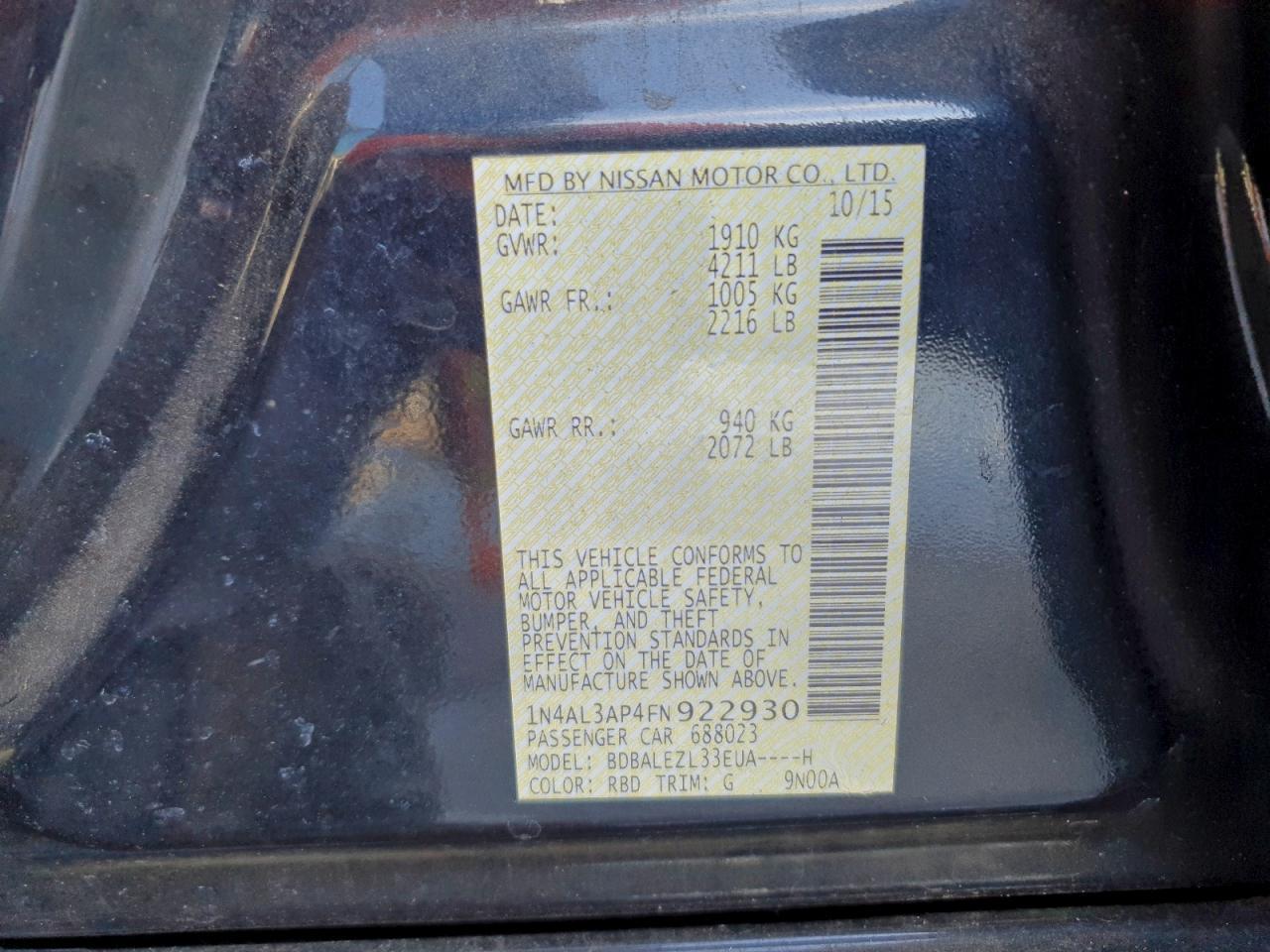 2015 NISSAN ALTIMA