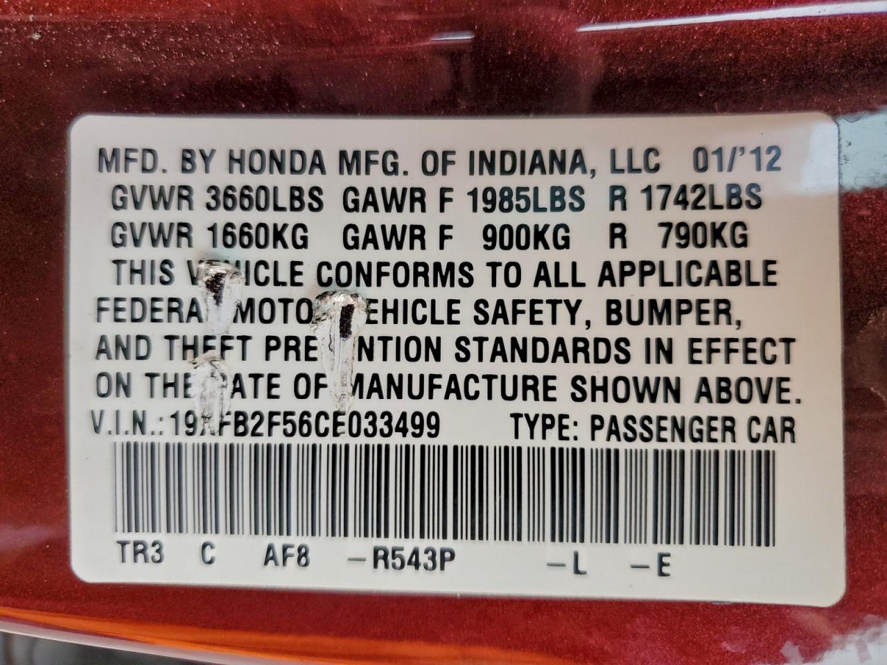 2012 HONDA CIVIC