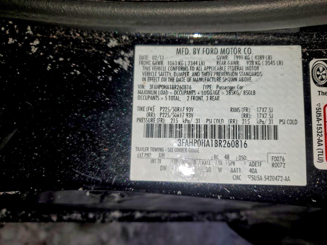 2011 FORD FUSION