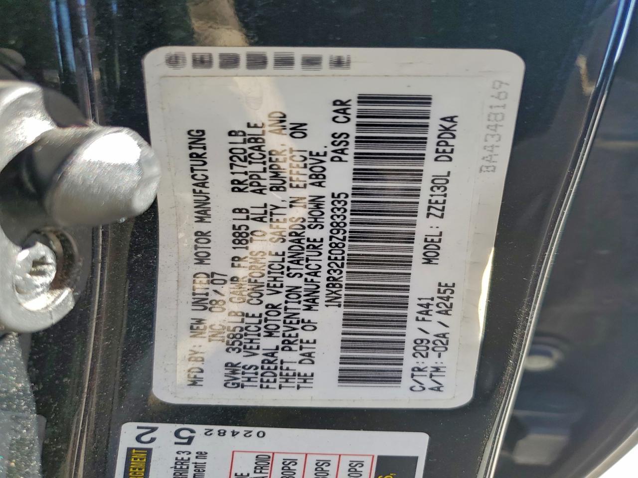 2008 TOYOTA COROLLA