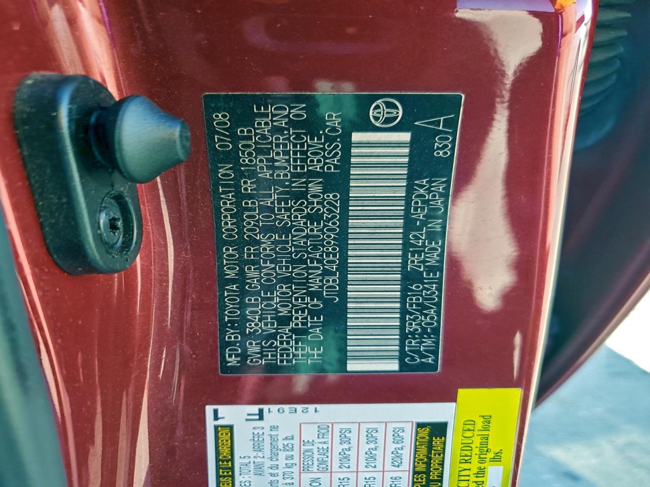 2009 TOYOTA COROLLA