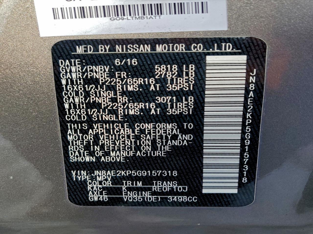 2016 NISSAN Quest