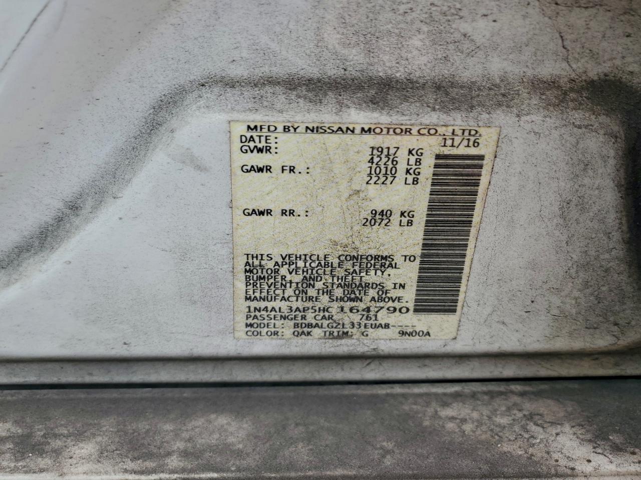 2017 NISSAN ALTIMA