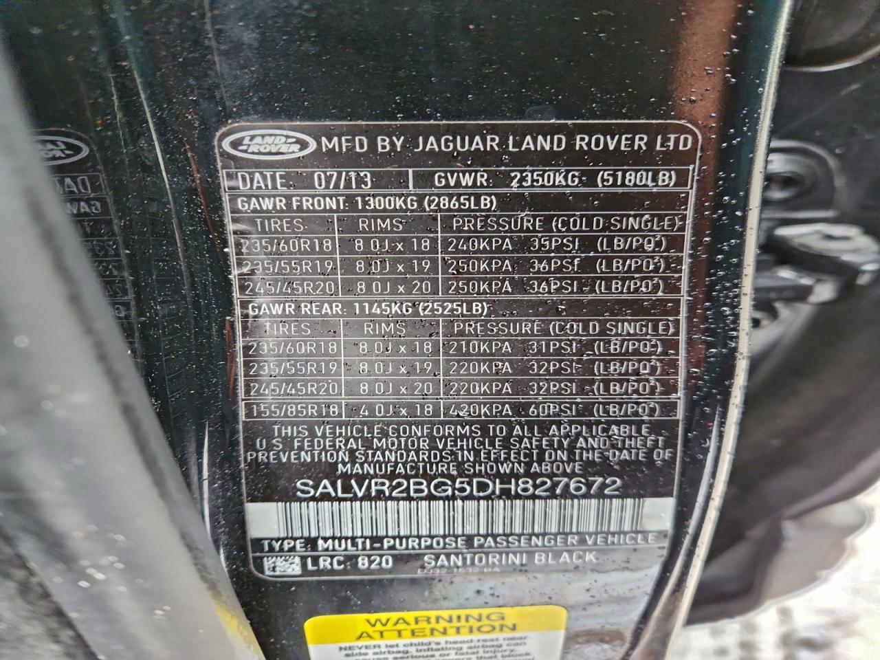 2013 LAND ROVER RANGE ROVER EVOQUE