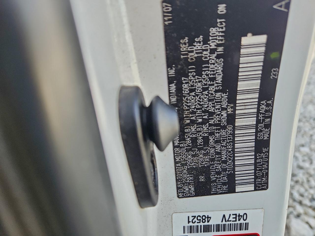 2008 TOYOTA SIENNA