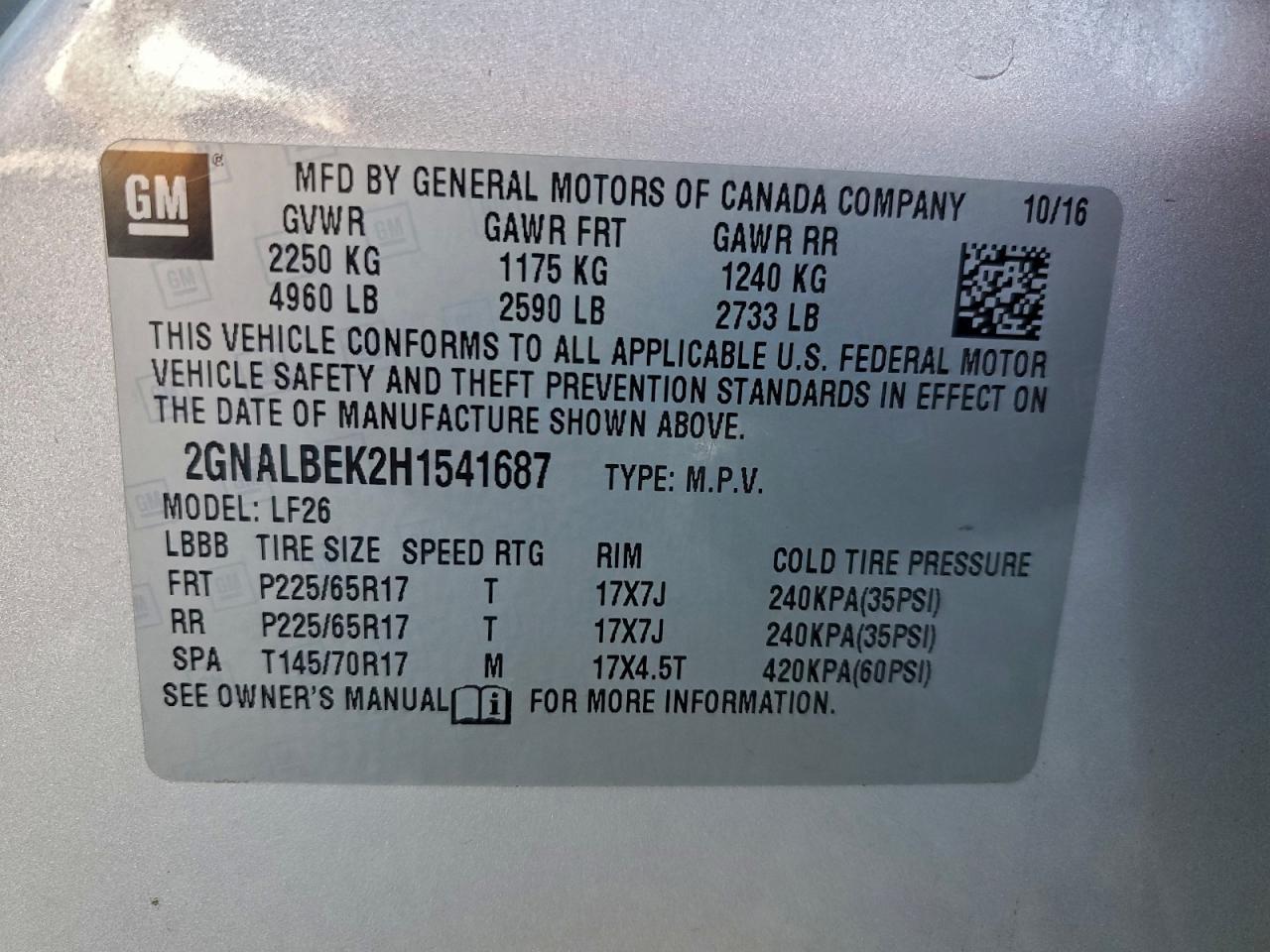 2017 CHEVROLET EQUINOX