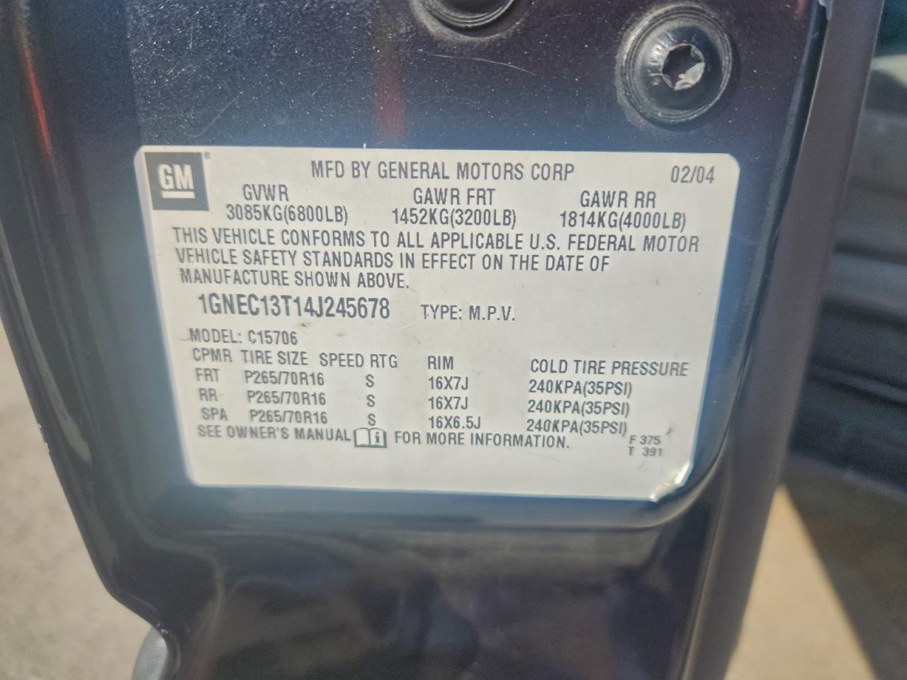 2004 CHEVROLET Tahoe