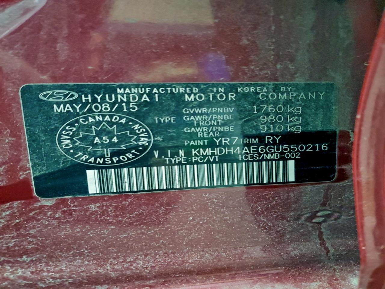 2016 HYUNDAI ELANTRA