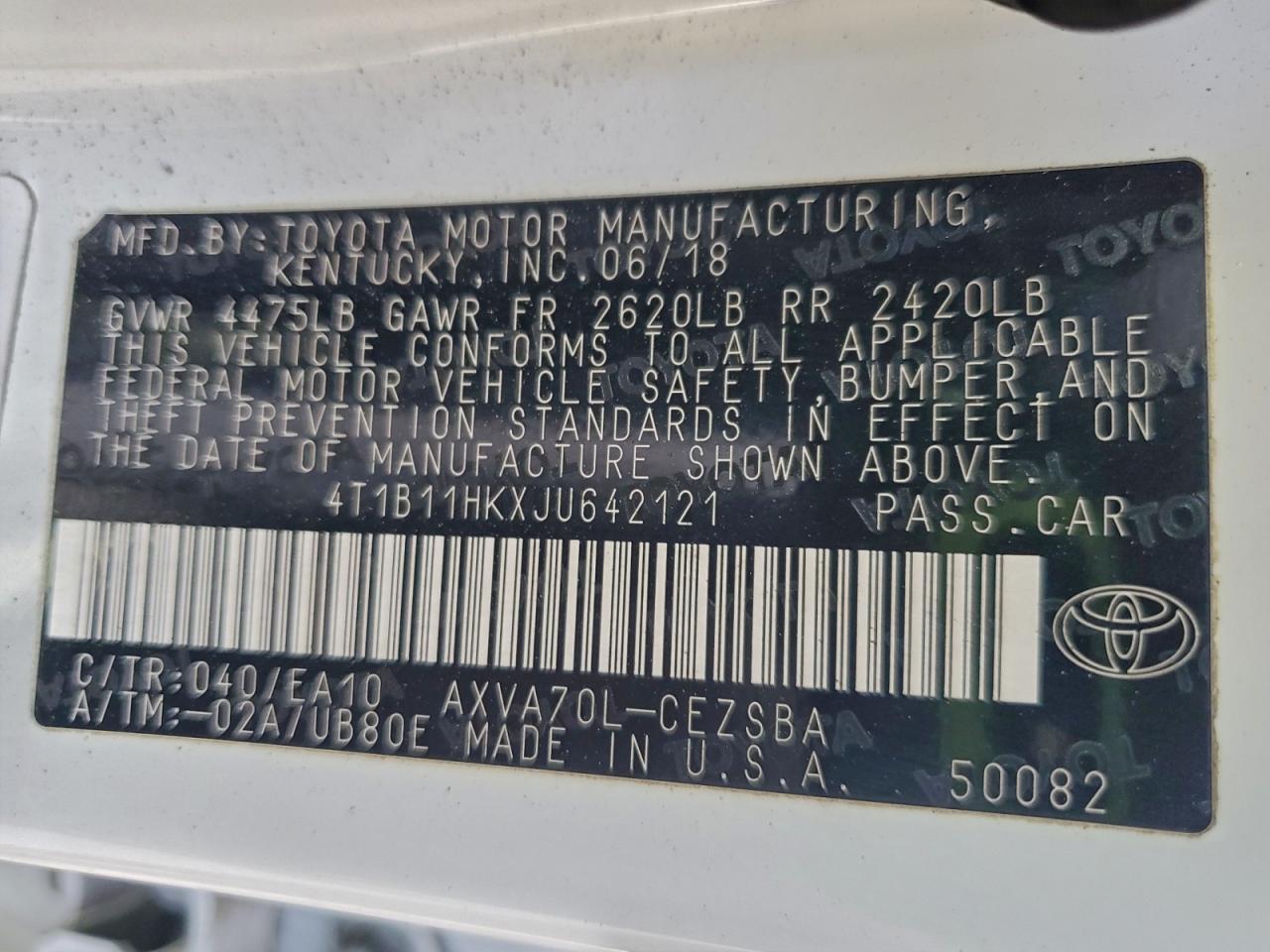2018 TOYOTA CAMRY