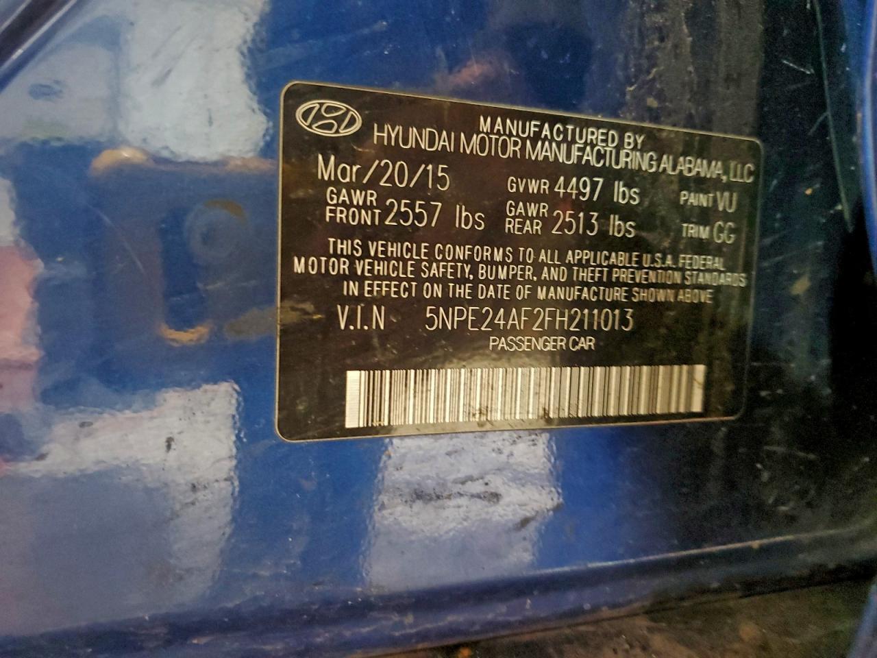2015 HYUNDAI SONATA