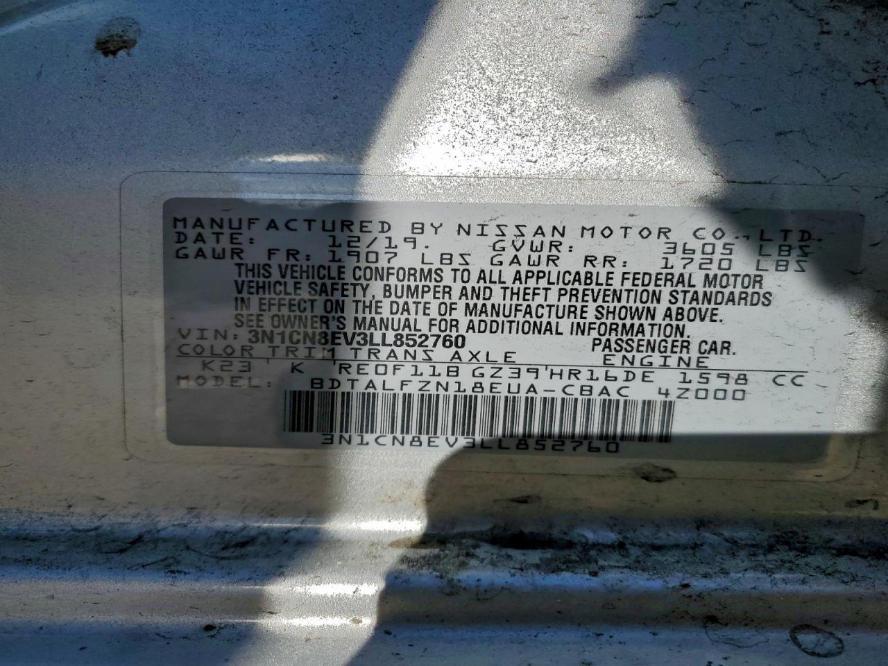 2020 NISSAN VERSA