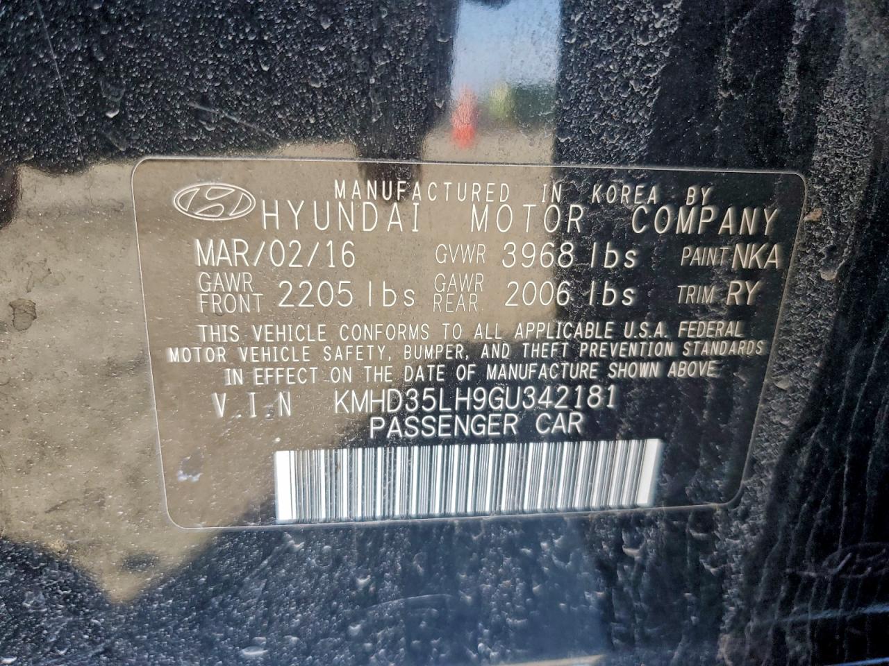 2016 HYUNDAI ELANTRA