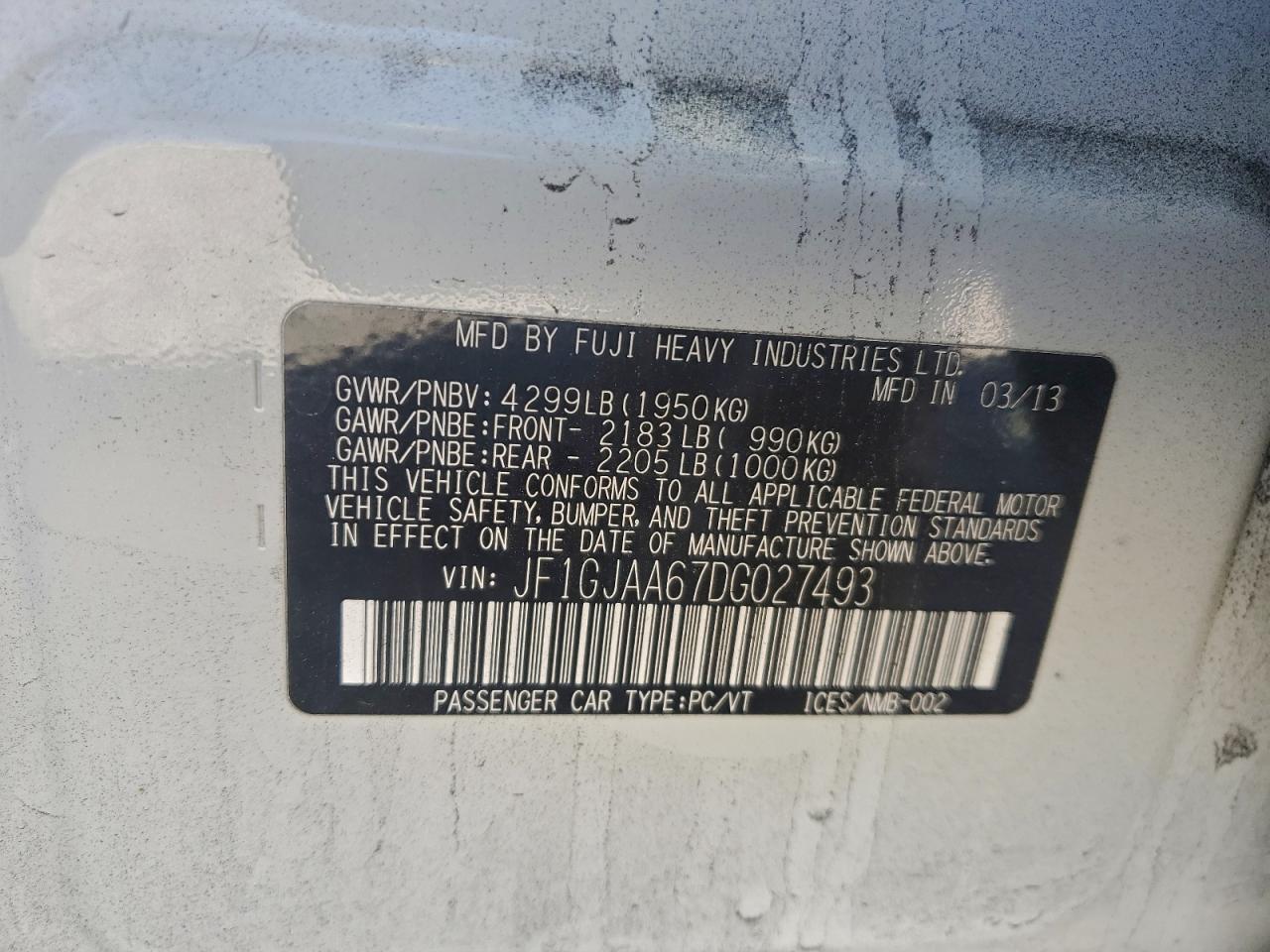 2013 SUBARU IMPREZA