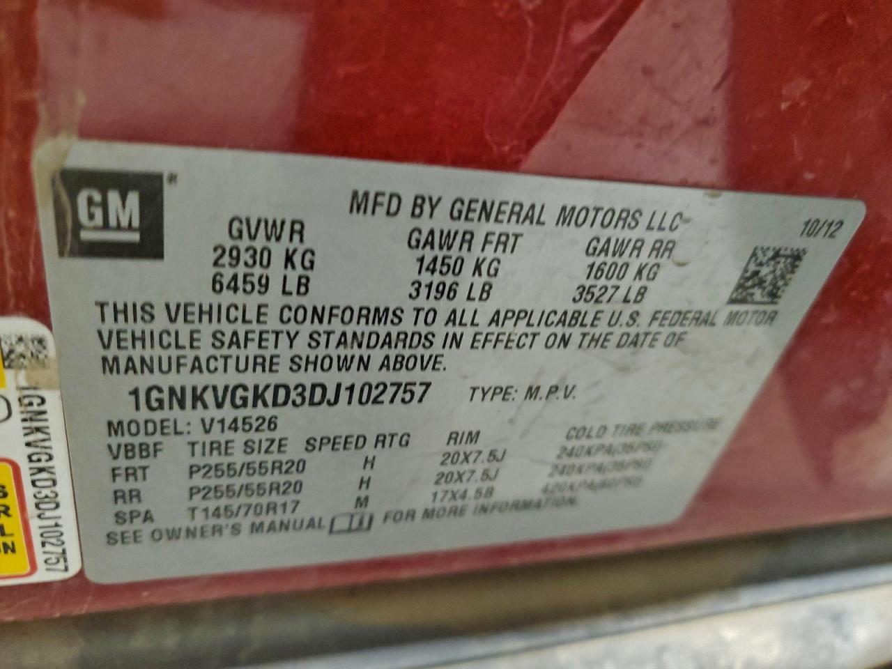 2013 CHEVROLET TRAVERSE