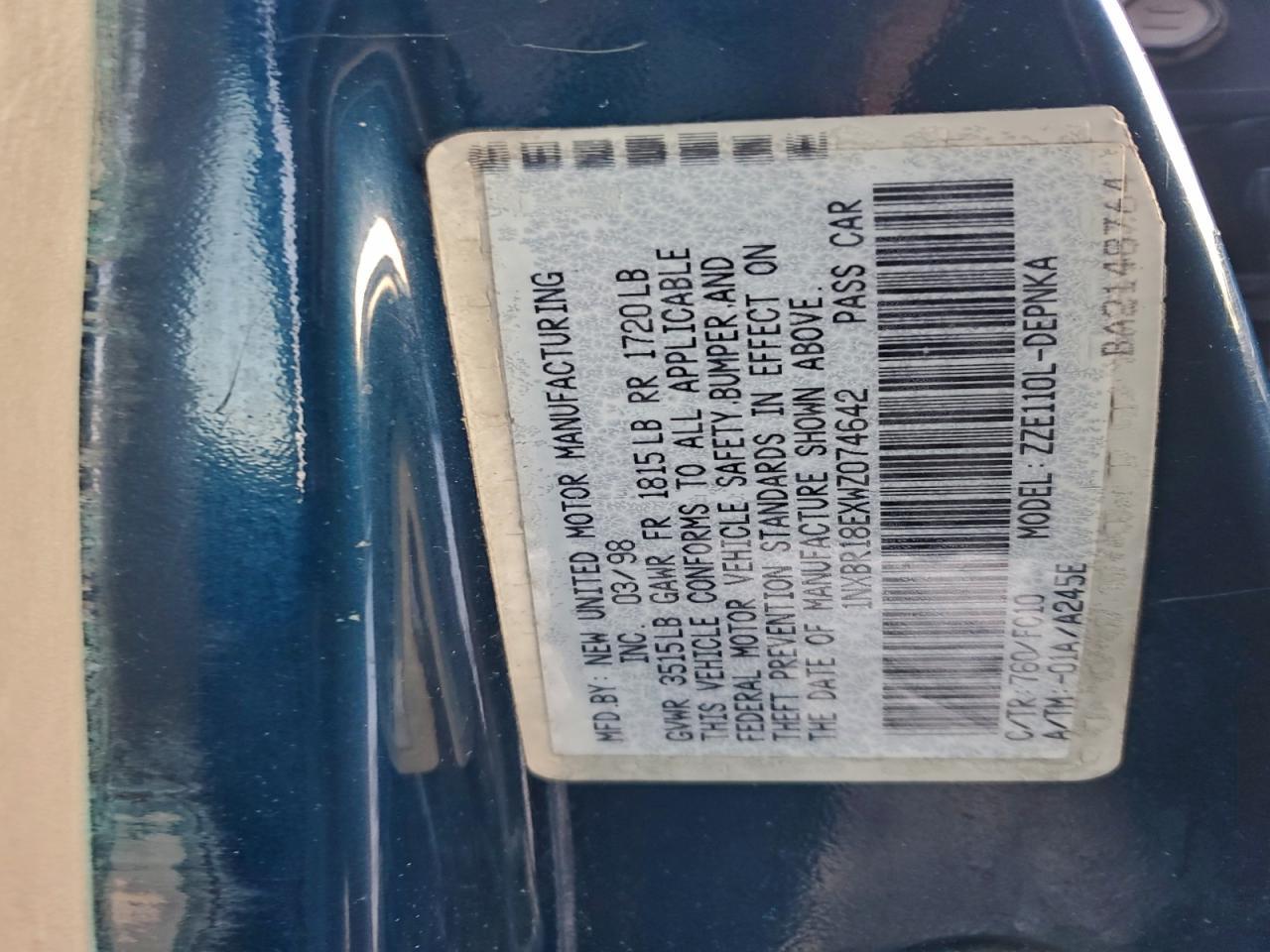 1998 TOYOTA COROLLA