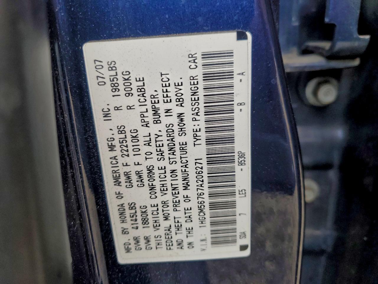 2007 HONDA ACCORD