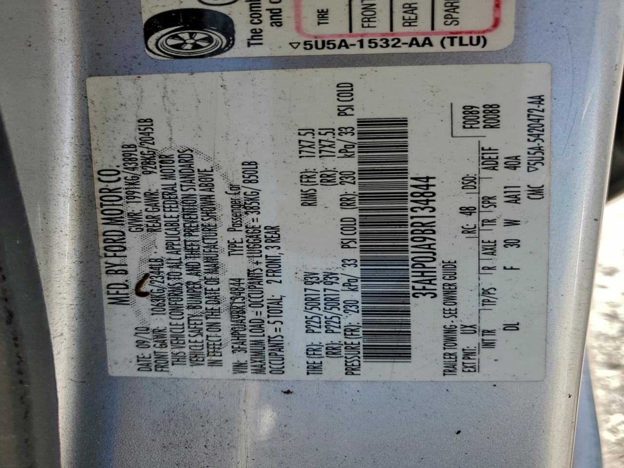 2011 FORD FUSION