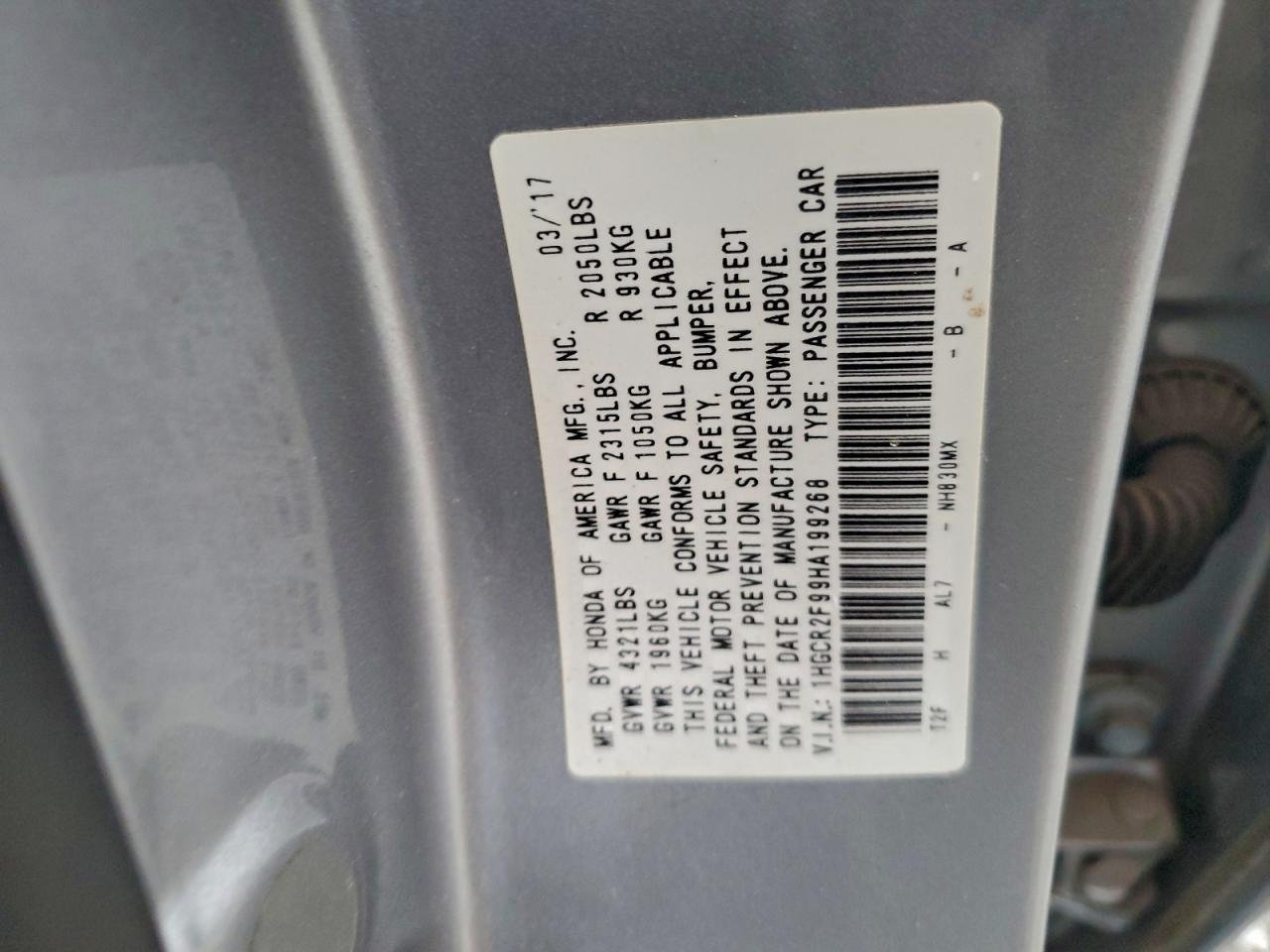 2017 HONDA ACCORD