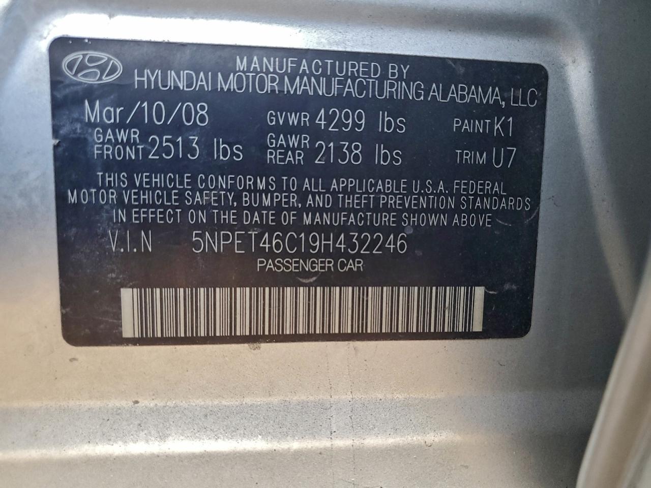 2009 HYUNDAI SONATA