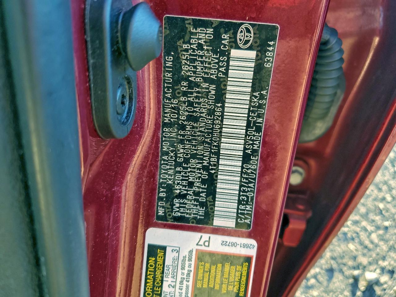 2017 TOYOTA CAMRY