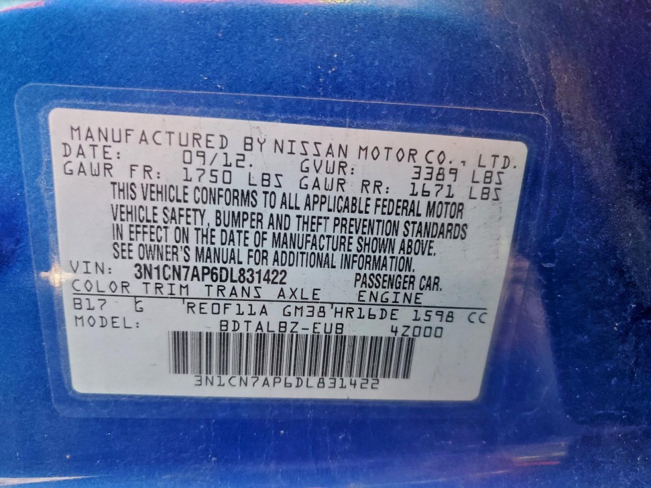 2013 NISSAN VERSA