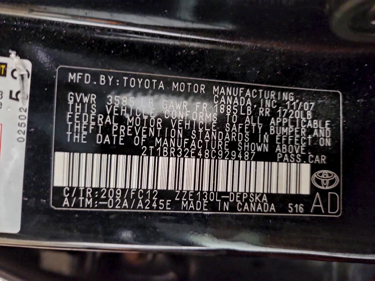 2008 TOYOTA COROLLA