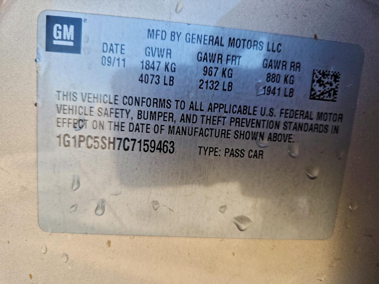 2012 CHEVROLET CRUZE