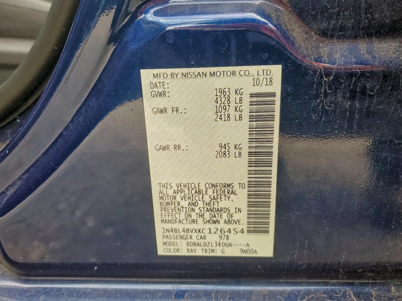 2019 NISSAN ALTIMA