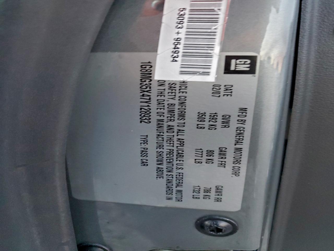 2007 SATURN Sky