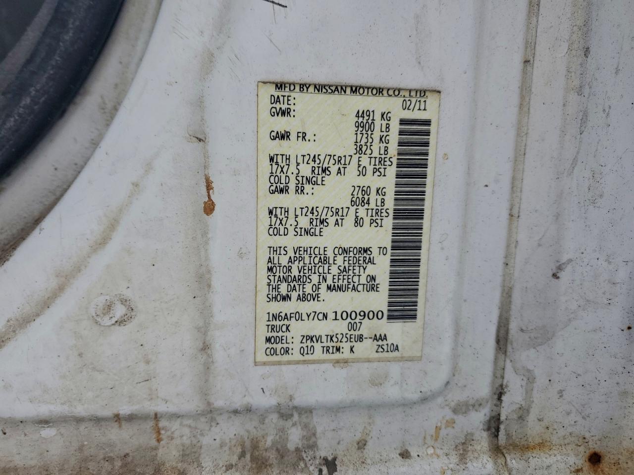 2012 NISSAN NV 2500