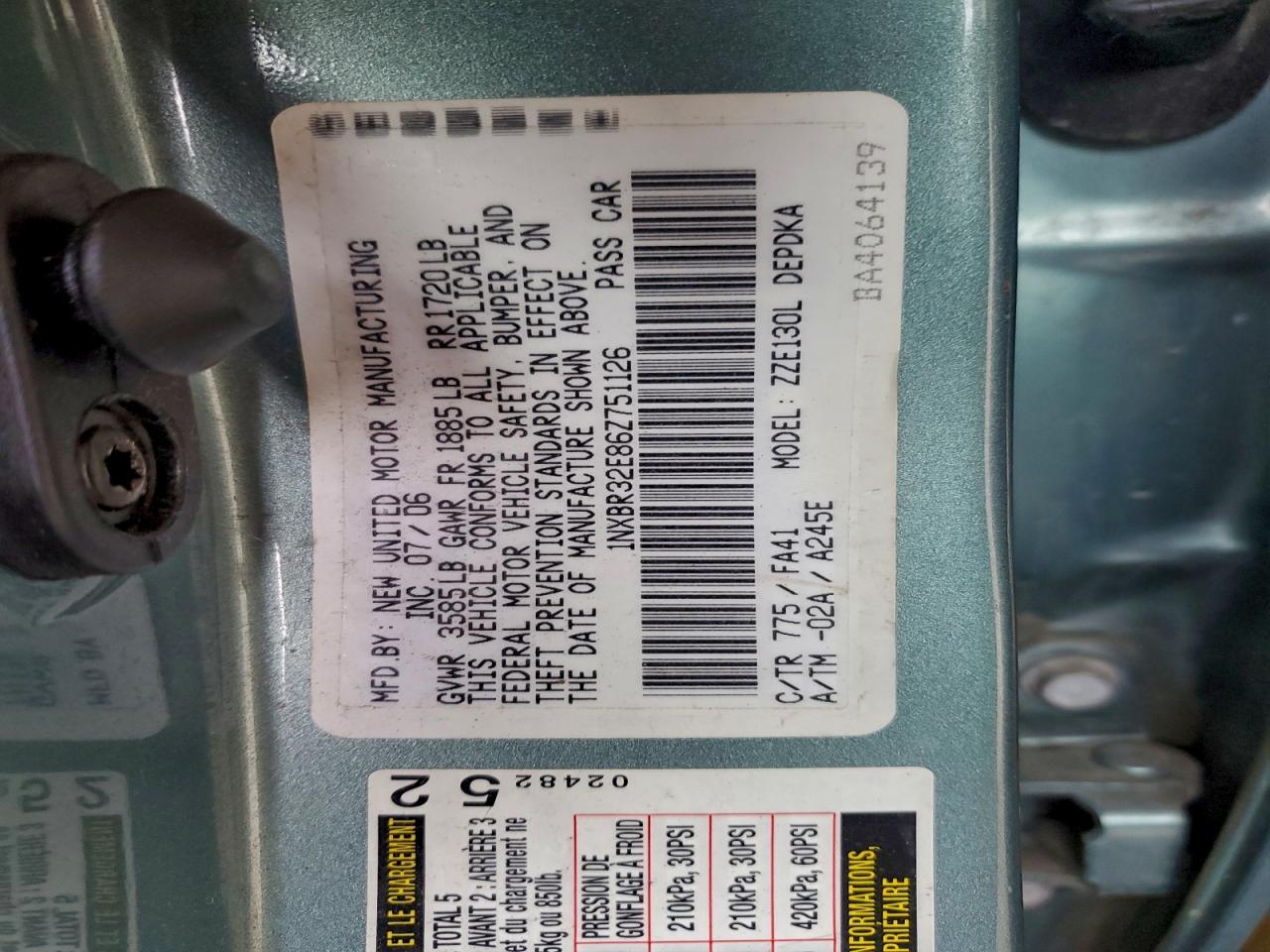2006 TOYOTA COROLLA