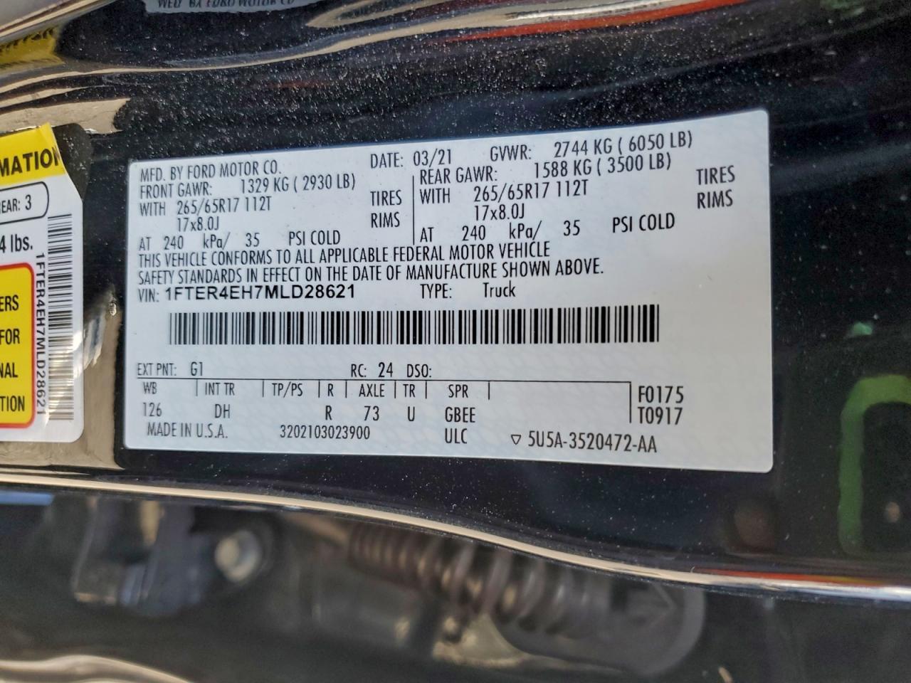 2021 FORD RANGER
