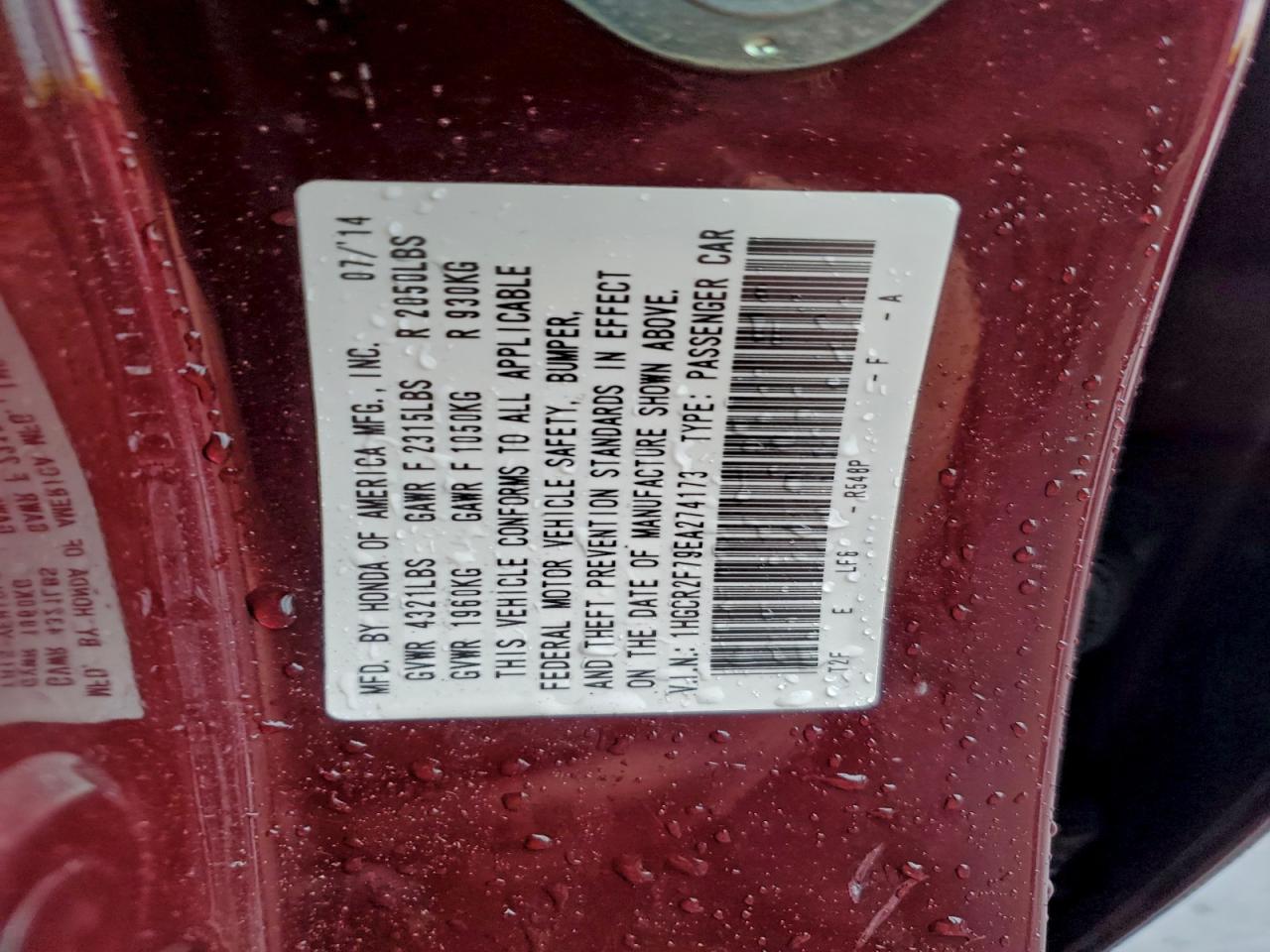 2014 HONDA ACCORD