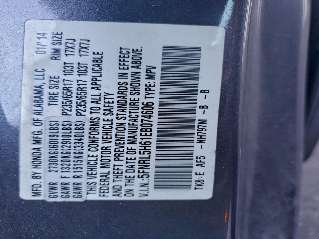2014 HONDA ODYSSEY