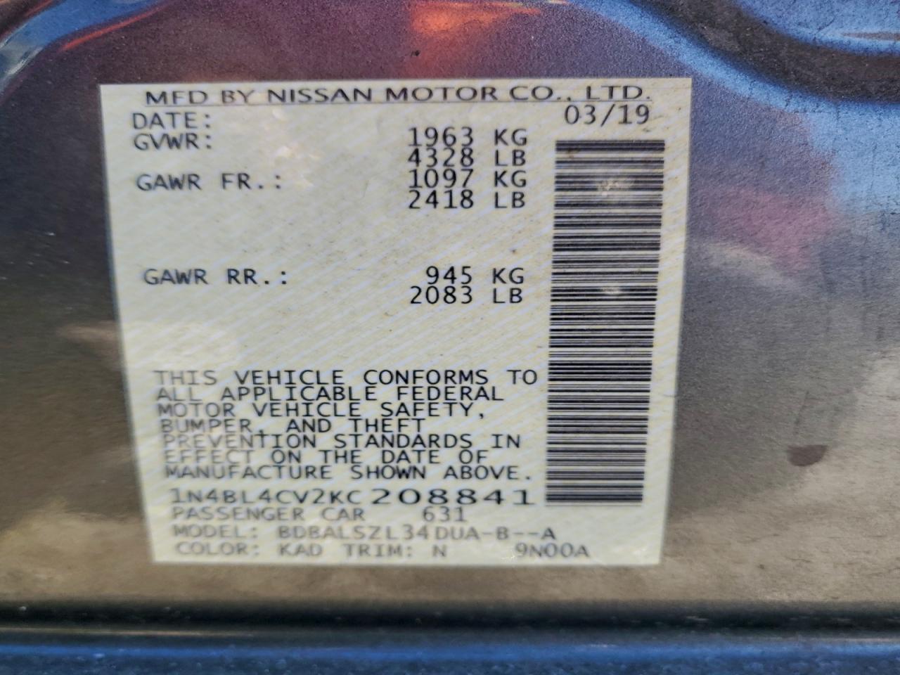 2019 NISSAN ALTIMA