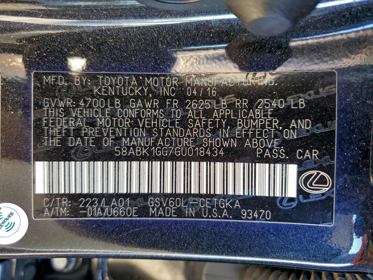 2016 LEXUS ES 350