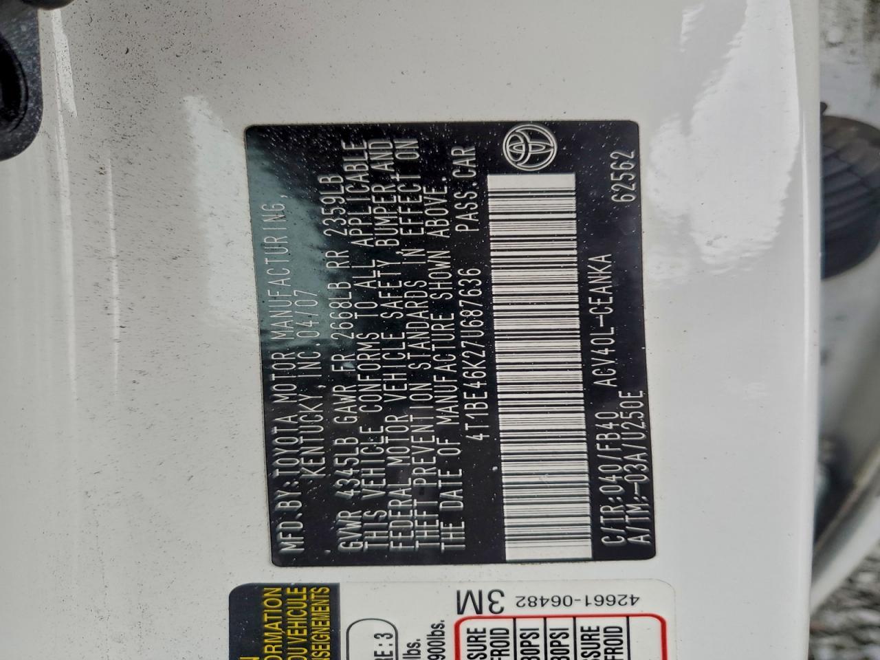 2007 TOYOTA CAMRY