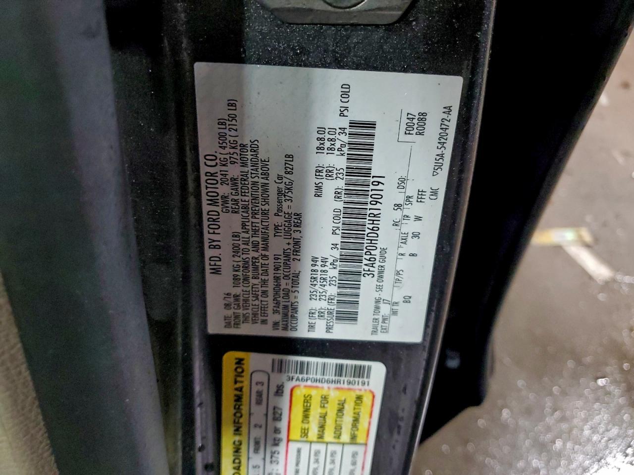 2017 FORD FUSION