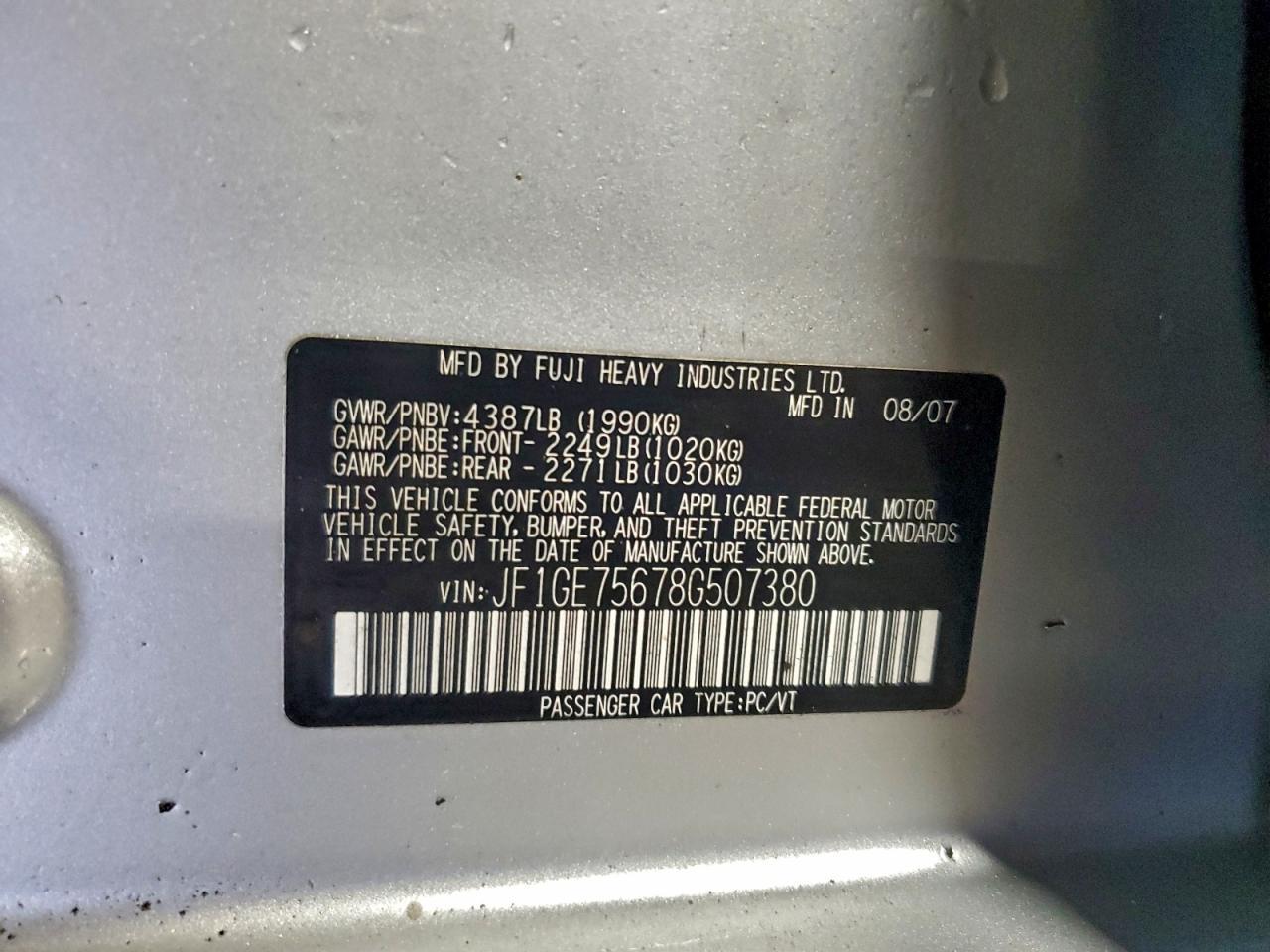 2008 SUBARU IMPREZA