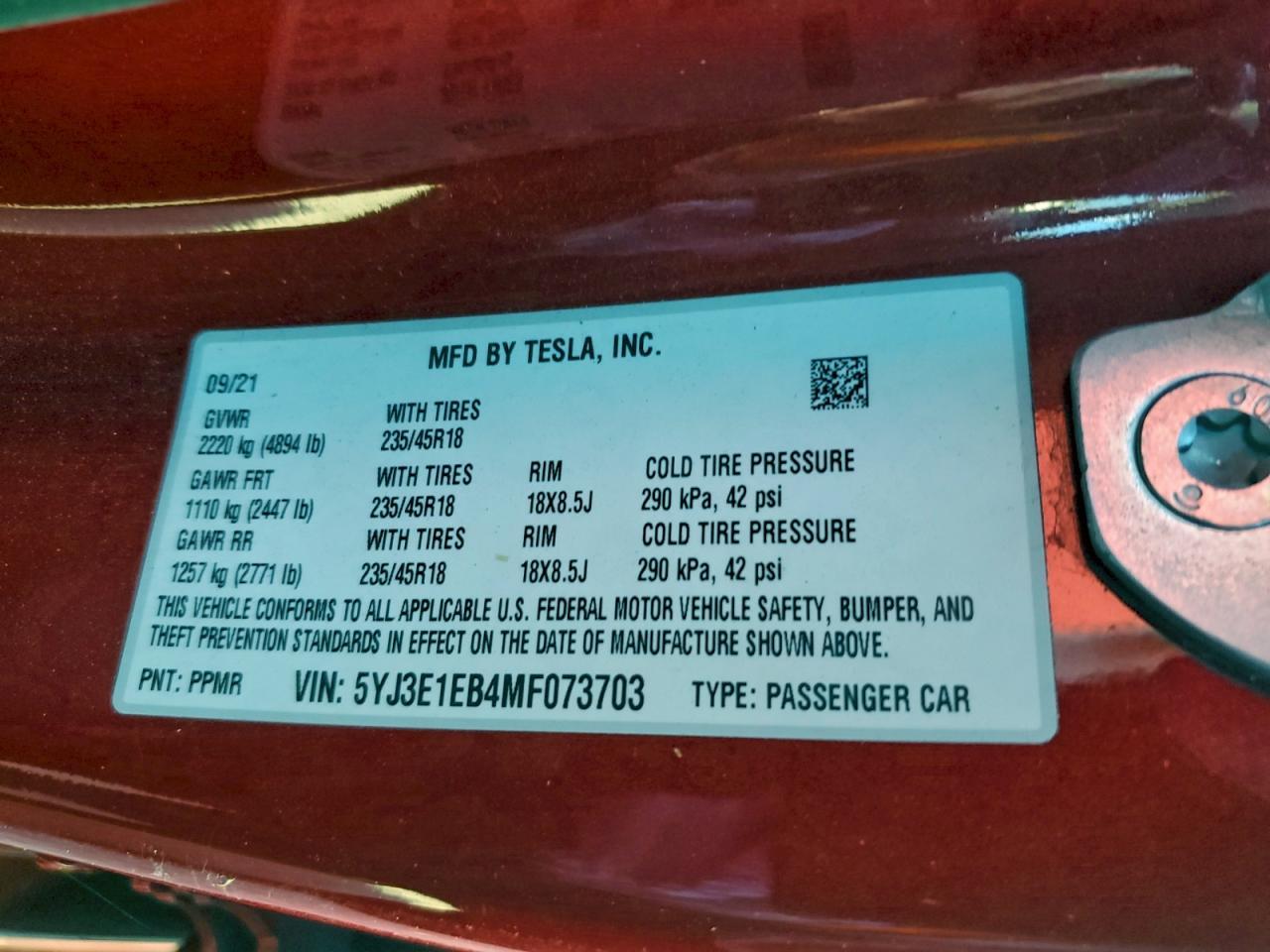 2021 TESLA MODEL 3